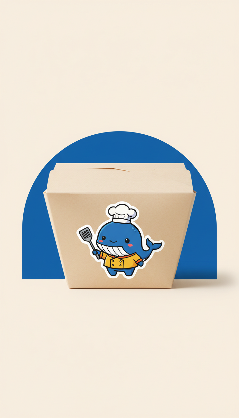 Takeout Box With Cartoon Mascot